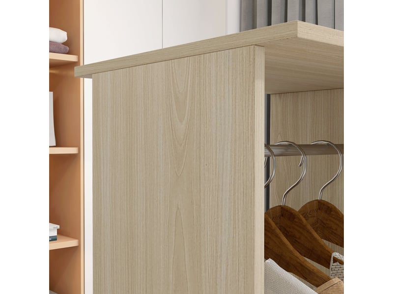  Armoire penderie meuble de rangement mobile 6 roulettes en bois naturel 120l x 40l x 128h cm  - Conforama W