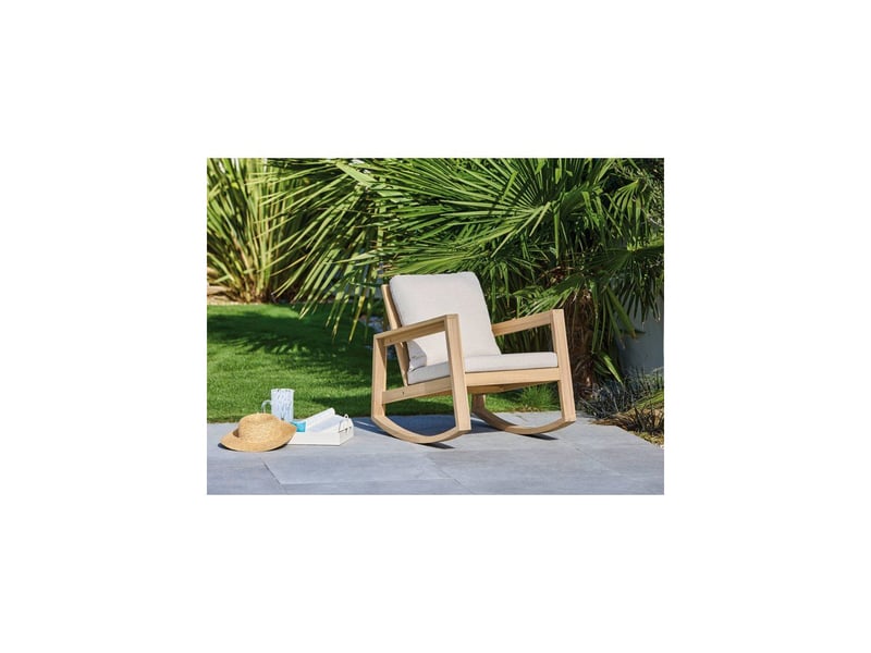  Fauteuil de jardin à bascule phuket en acacia et coussins 230 g déhoussables PHUKETACFSCA4225 - Conforama B