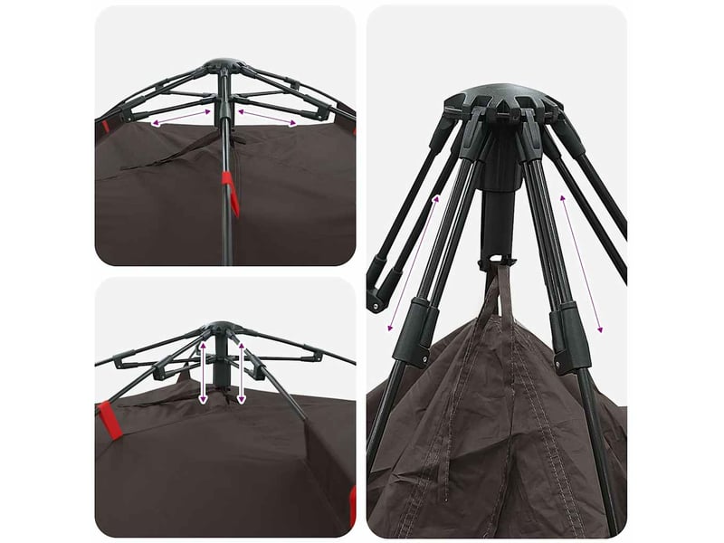  Tente de pêche, tente de camping 4 personnes marron libération rapide shl71593  - Conforama E