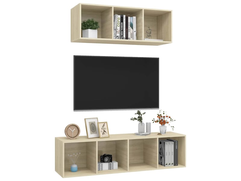 Ensemble de meubles tv 2 pcs chêne sonoma bois d'ingénierie shl4067  - Conforama C