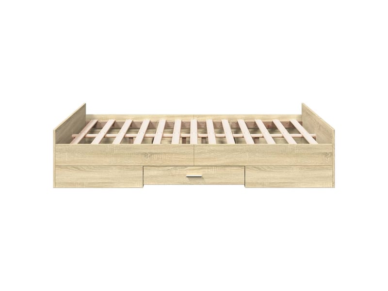  Lit double- lit adulte -  cadre de lit avec tiroirs sans matelas chêne sonoma 140x190 cm  - Conforama D