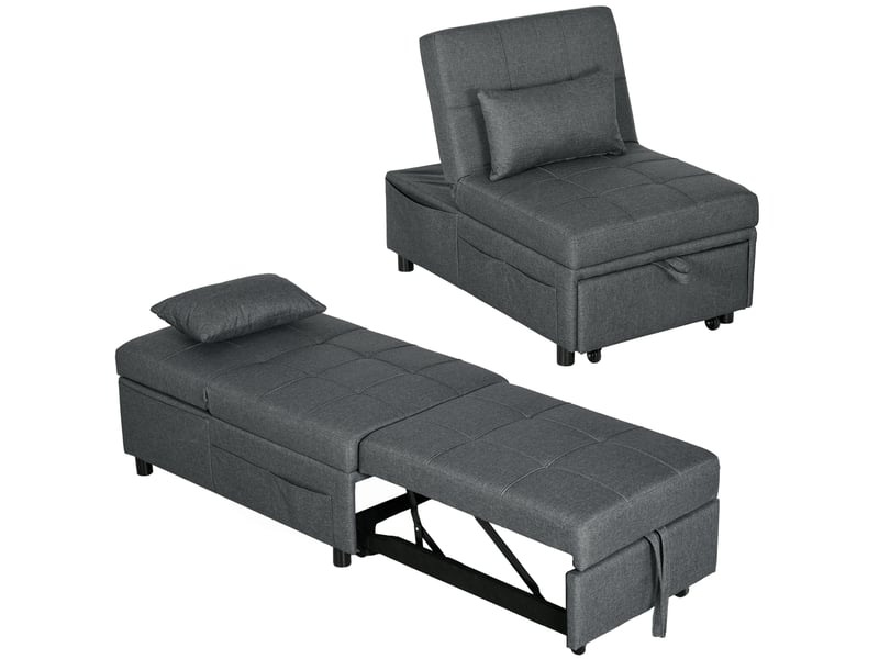  Fauteuil convertible 1 place en tissu gris 65,5x104x81 cm  - Conforama A