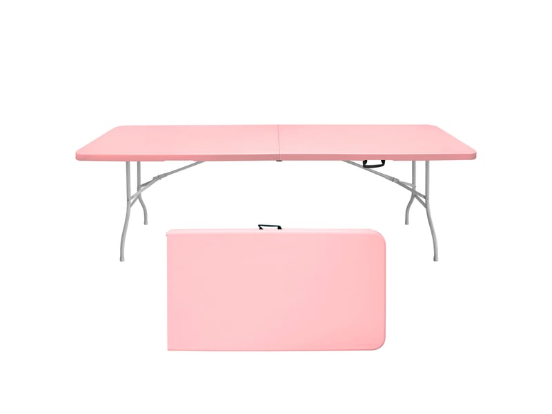  Table de jardin pliante rose 244 cm avec poignée, structure en acier et plateau plastique pour 8 à 10 personnes  - Conforama A