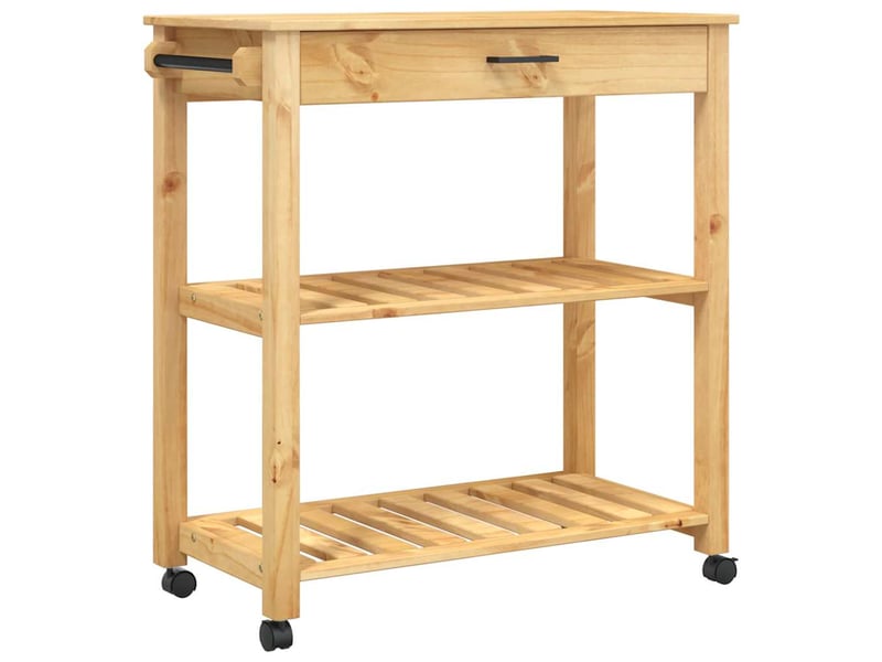  Desserte de cuisine, chariot de rangement monza 84x40x88,5 cm bois massif de pin shl70523  - Conforama A