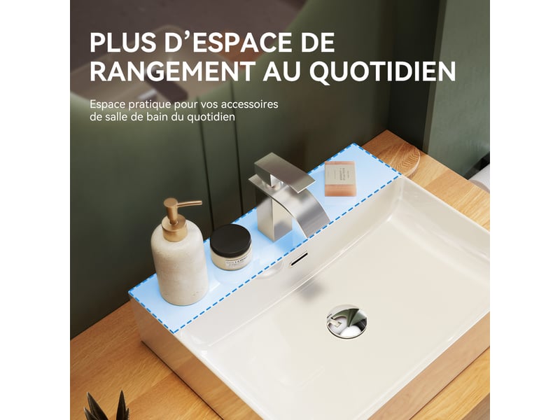  Cecipa max lavabo 50 x 42 cm - lavabo rectangulaire en céramique - avec bonde pop-up - espace de pose - pour pose sur plan et fixation murale - blanc  - Conforama D