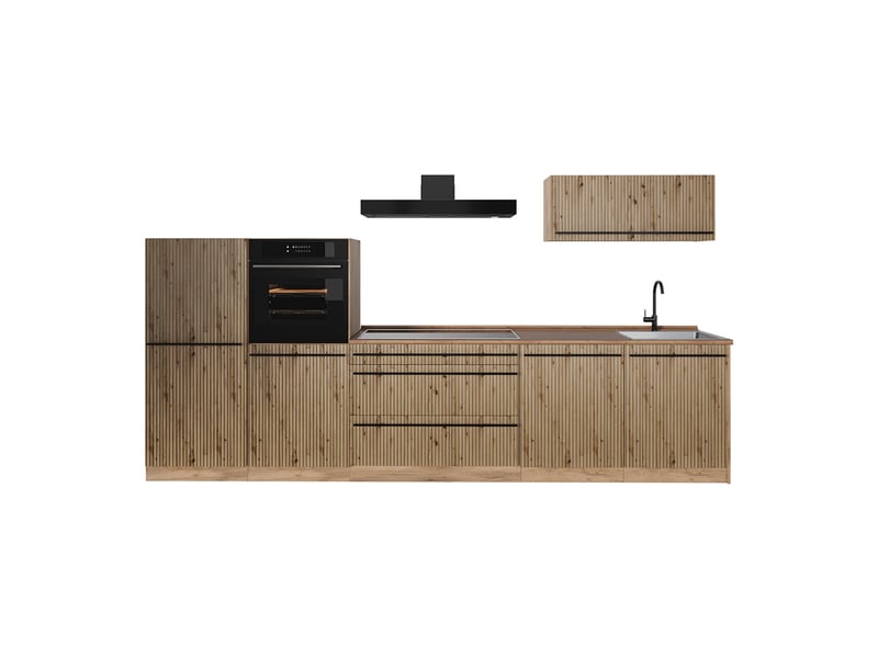 Vicco cuisine, chêne artisanchêne doré, 340cm plan de travail chêne doré - Conforama A