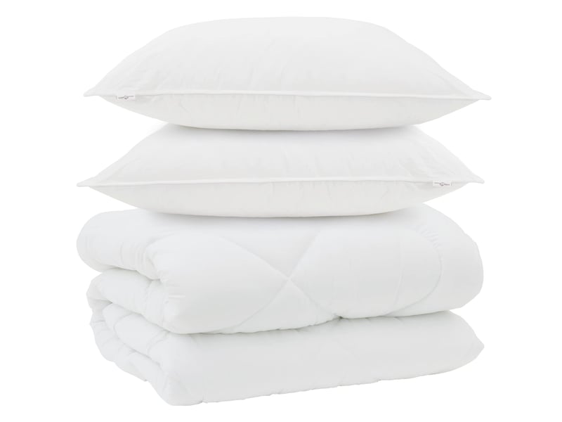  Duvet d'hiver avec oreiller 3 pièces - couette blanc microfibre  - Conforama A