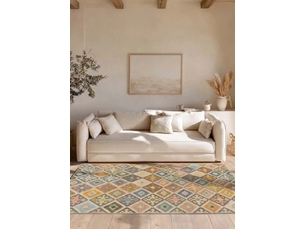Tapis lavable antidérapant ethnique multicolore, 120 x 170 cm