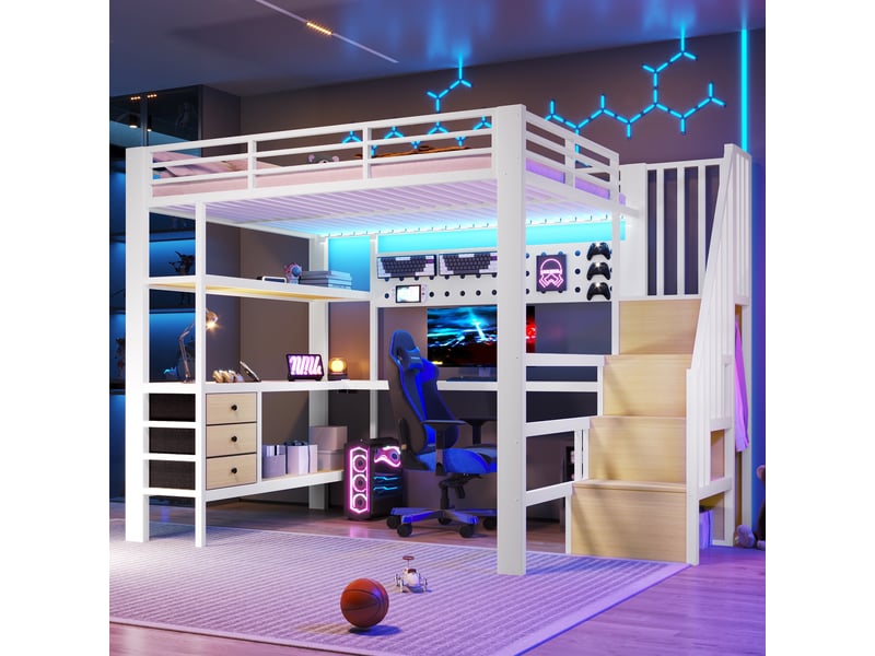  Lit superposé en mdf et métal blanc 146x251 cm  - Conforama B