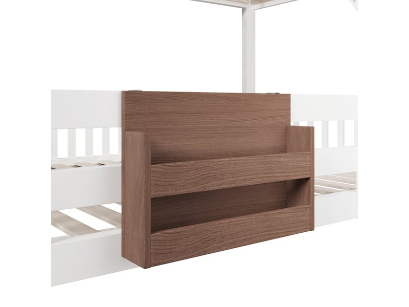 Lit superposé 90 x 200 cm et 140 x 200 cm, avec compartiments de rangement, barrières de sécurité, échelle, blanc - Conforama E