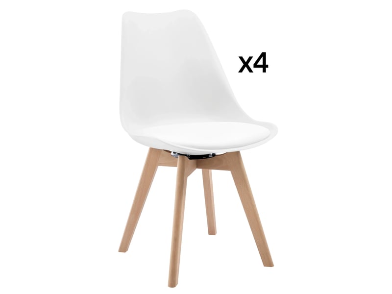  Lot de 4 chaises de salle à manger pivotantes,40,5x40,5x83 cm,similicuir,blanc  - Conforama A