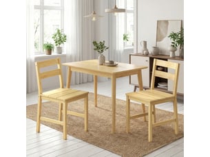 Lot de 2 chaises de salle à manger en bambou, assise à lattes, dossier courbé, sans accoudoirs, finition naturelle