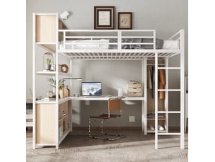 Lit mezzanine 140x200 cm <strong>OKWISH</strong>  <strong></strong> coloris blanc