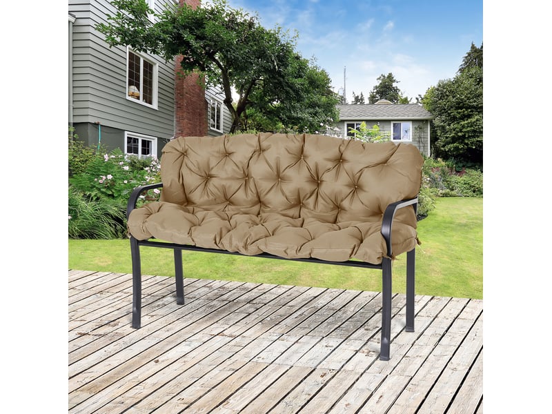  Coussin de banc 3 places 150x98x8 cm avec six liens de fixation kaki  - Conforama B