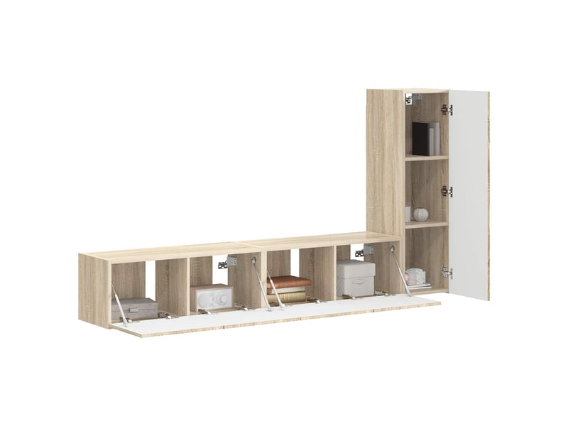 Ensemble meuble tv - banc tv - meuble de rangement 3 pcs chêne sonoma bois d'ingénierie  - Conforama C
