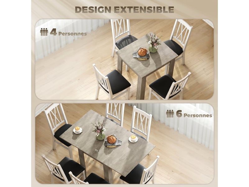  Table à manger extensible 4 à 6 personnes en panneau de particules gris 70-140 cm  - Conforama D