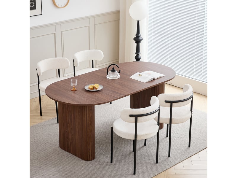 Table à manger ovale - 180 cm table mdf de moderne - pour 6-8 personnes - mdf - couleur noyer - Conforama B
