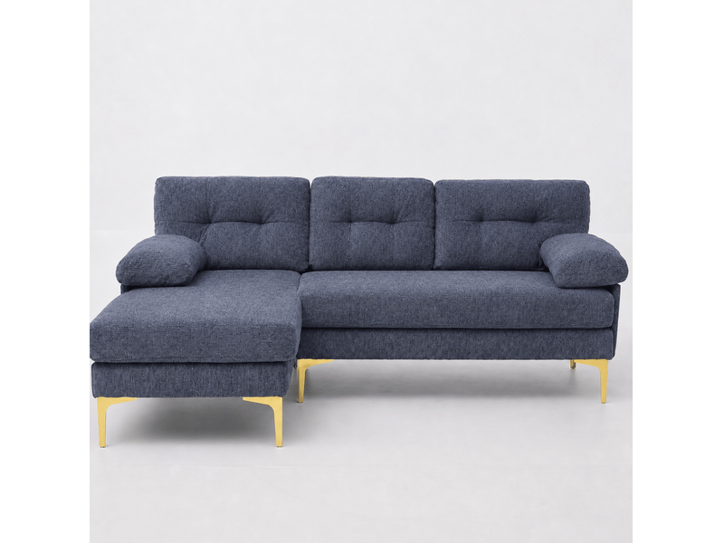 Canapé d'angle 3 places 187,5x130x79 cm méridienne réversible bois bleu  - Conforama A