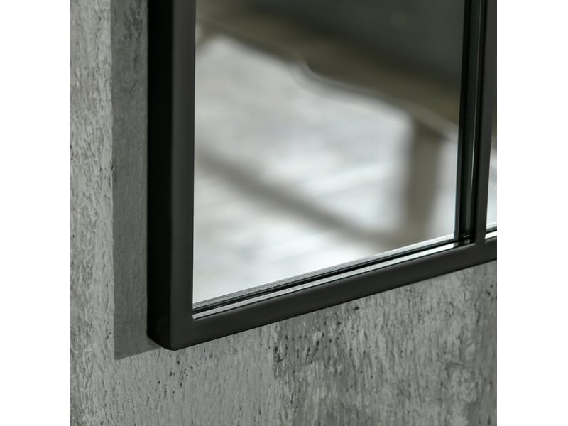  Miroir fenêtre 91x60 cm cadre en métal noir  - Conforama D