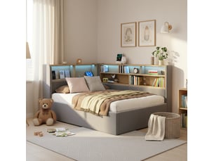 Lit coffre 90x200 cm <strong>OKWISH</strong>  <strong></strong> coloris gris