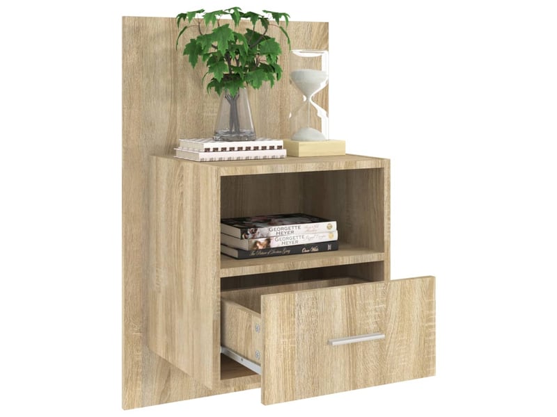  Tables de chevet murales 2 pièces chêne sonoma  - Conforama E