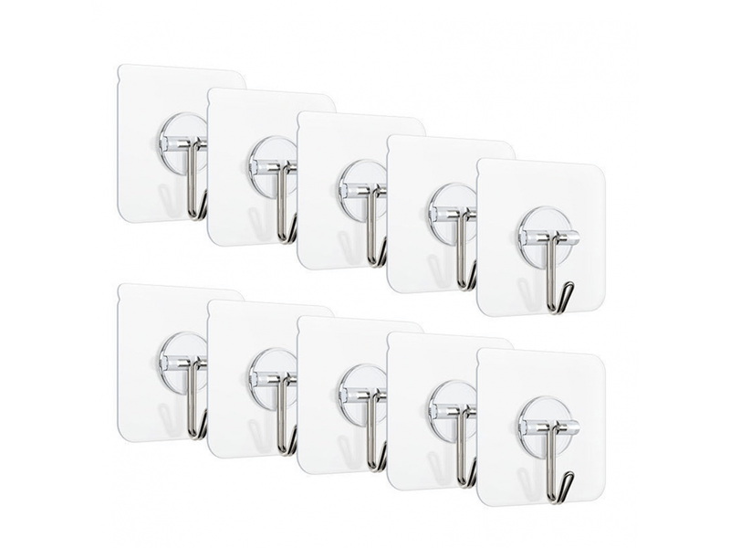 Lot de 10 crochets adhésifs épais, transparents et sans couture, pour cuisine, salle de bain, douche  - Conforama A