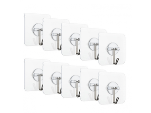 Lot de 10 crochets adhésifs épais, transparents et sans couture, pour cuisine, salle de bain, douche