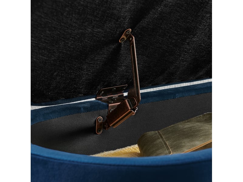  Banc de rangement 110 x 40 x 42 cm bleu foncé en velours, coffre 20 l, pieds métal doré pour chambre  - Conforama E