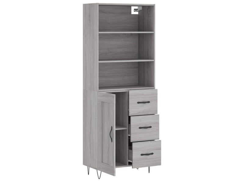  Buffet haut - bahut - meuble de rangement sonoma gris 69,5x34x180 cm bois d'ingénierie  - Conforama D