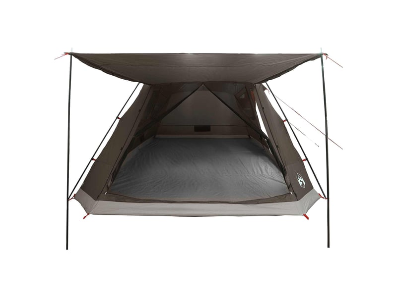 Tente de camping, tente cabane 12 personne marron gris polyester et acier - Conforama D
