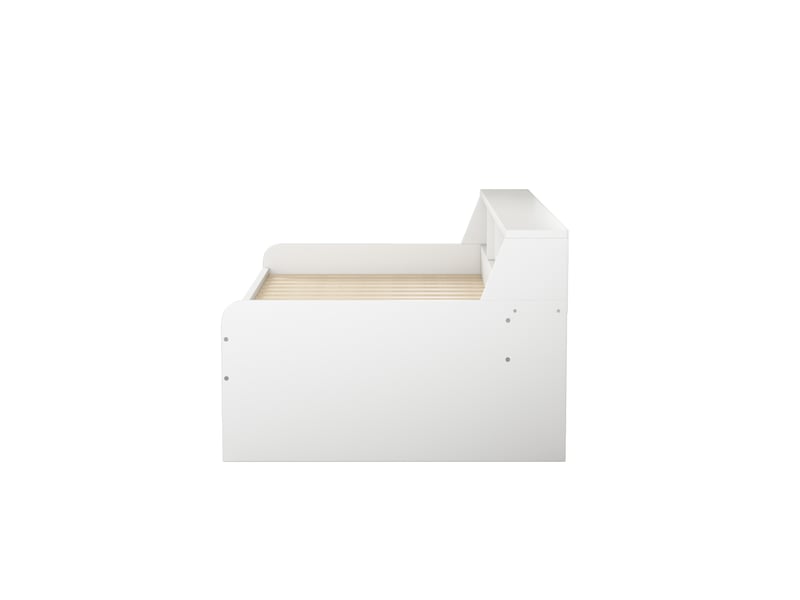  Lit banquette 90x200 cm blanc avec deux tiroirs et compartiments de rangement  - Conforama E