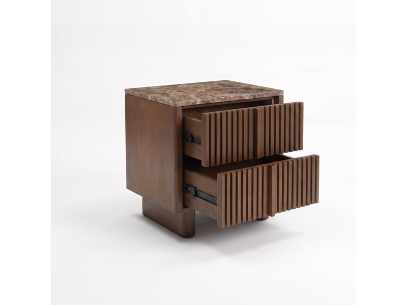  Table de chevet en bois de manguier et plateau en marbre-flavio Flavio - Conforama E