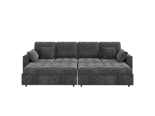 Canapé convertible d'angle en l,262.5x140x89cm,canapé-lit modulable 4 places avec 2 couchages,éclairage led,usb et type-c,tissu chenille,gris