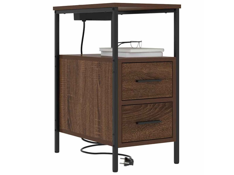 Table de chevet avec tiroir 2 pièces chêne brun 30 x 48 x 61 cm - Conforama C