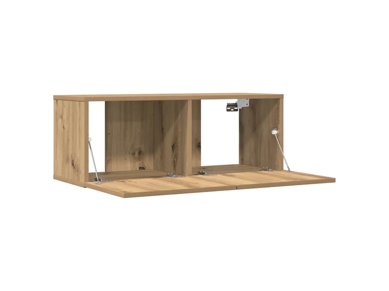  Lot de 2 meuble tv mural, meuble tv suspendu chêne artisanal 80x30x30 cm  - Conforama D