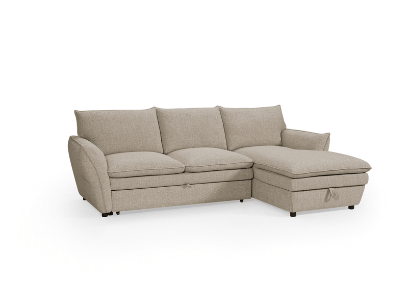 Canapé d'angle convertible avec coffre en tissu taupe capucine - angle droit SF772-2M-TAU - Conforama D