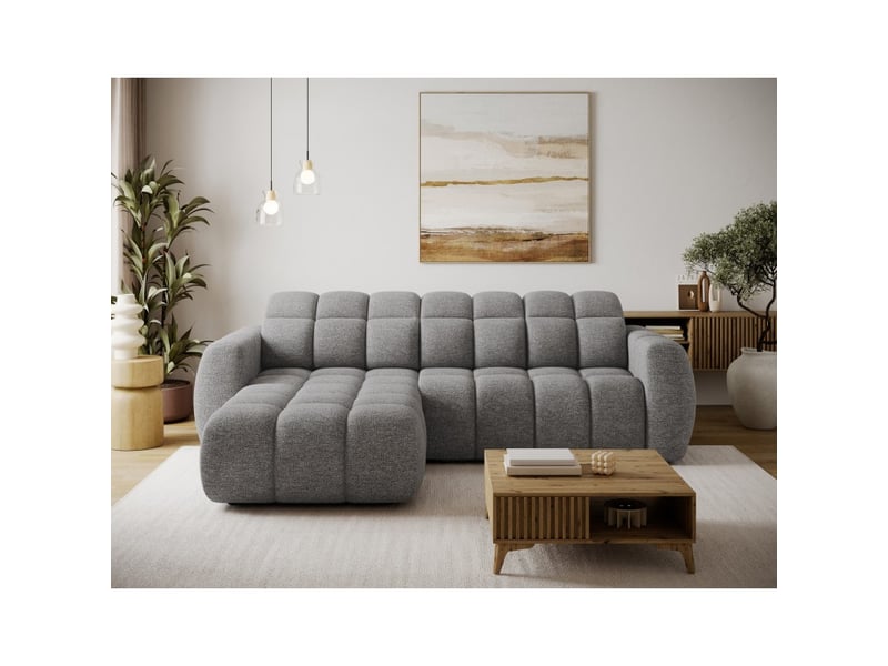  Canapé d'angle électrique fanoti 3 places gris chiné – angle gauche  - Conforama B