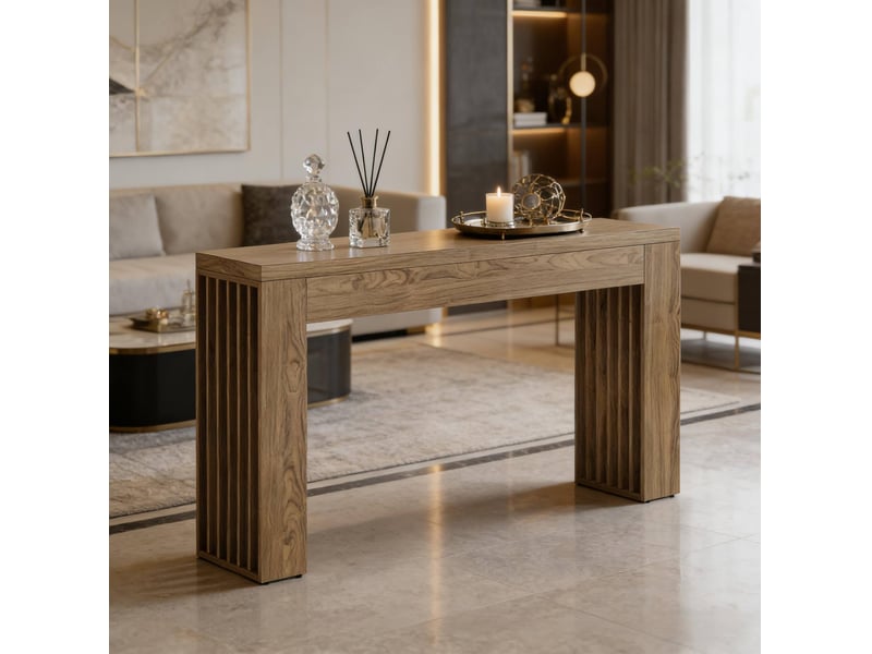  Table console 150x30x80 cm style campagne mdf marron  - Conforama B
