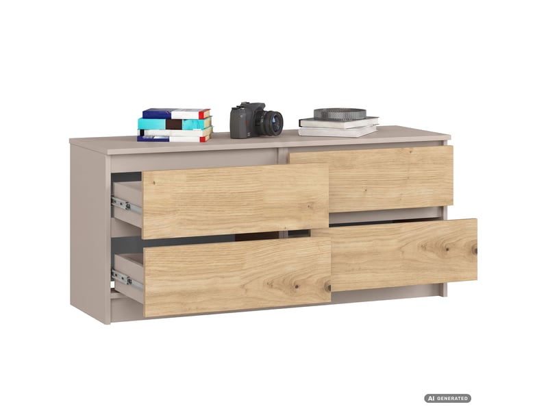 Commode k120 cachemire 120 cm 4 tiroirs façade chêne artisan 120x40x55 cm Commode K120 - Conforama B