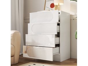Commode 4 tiroirs blanche pour bureau et chambre cravdom