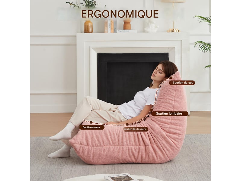  Chauffeuse de sol sans accoudoirs rembourrée en mousse, rose W3349P503512 - Conforama D