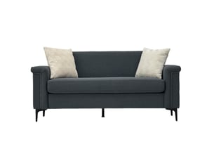 Canapé droit fixe 2 places gris foncé en tissu, ressorts ensachés et style scandinave pour le salon
