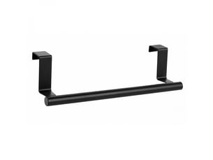 Porte serviette, torchon, crochet à suspendre cuisine ou salle de bain - acier inoxydable - 36 cm - noir