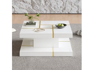 Table basse carré(e) coloris blanc <strong>CHICFURN</strong> <strong></strong> - 80 cmx80 cm
