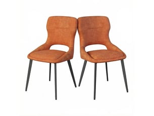 Lot de 2 chaises de salle à manger 48x45x86cm, structure métallique orange, dossier ajouré, design moderne