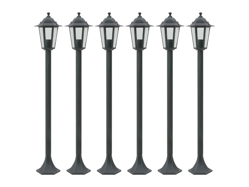  Lot de 6 lampes de jardin à piquet style d'ambiance 110 cm en aluminium vert foncé 02_0045890  - Conforama A