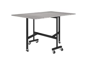 Table pliable 6 personnes - table à rabat mobile 6 roulettes - acier noir effet bois gris