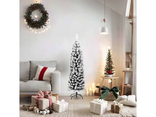 Sapin de noël artificiel, arbre de noël mince flocon de neige vert 150 cm pvc