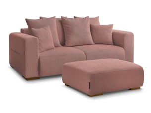 Canapé droit fixe BOBOCHIC SIDONIE 3 places Velours rose
