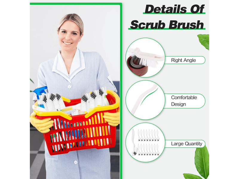  24 pièces kit brosses de nettoyage - brosses pour évier, salle de bain, angles, mini-brosse à récurer, machine à lait de soja  - Conforama D